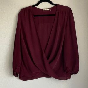 Alice + Olivia, plum, silk blouse Size L